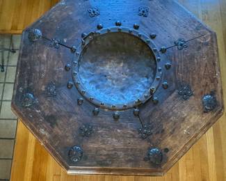 Vintage Spanish "Brassero-Style Fire Pit" Cocktail Table Sourced From Howard Johnson Estate Via Round Top Antique Festival. Measures 48" D x 20" H. Photo 1 of 3.