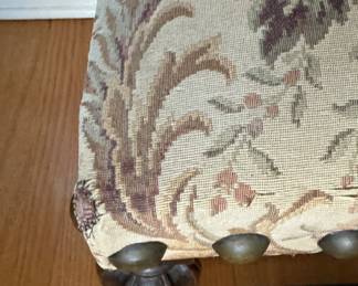 Set of 10 Vintage Spanish Baroque Revival Style Dining Chairs With Tapestry Upholstered Seats and Nailhead Trim. Photo 5 of 6.