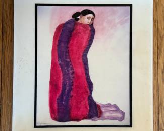 R.C. Gorman (Navajo Nation, (1931 – 2005), "Woman Kneeling," Decorative Ceramic Tile. Measures 12" x 12". Signed By Artist. Photo 1 of 2.