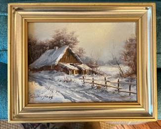 "Warsaw Barn." Oil on Canvas. Signed By Artist. Photo 1 of 2.