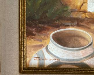 Thomas Hughes, "Lady In Lace," Oil on Canvas. Signed By Artist. Measures 13.5" x 17.5"; 17.5" x 22.5" Including Frame. Photo 2 of 3.