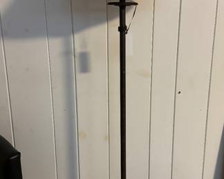 Rustic Metal Tripod Floor Lamp with Whipstitch Lamp Shade.