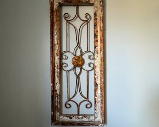 Vintage Distressed Wood Finish & Metal Window Pane- 2 Available. Each Measures 12" W x 30" H. Photo 1 of 2.