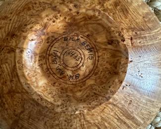 Dick Bemis Live Edge Burl Ash Wood Bowl. Measures 7" D x 3" H. Photo 2 of 2.