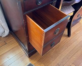 Vintage Leather Top Writing Desk. Measures 44" W x 23" D x 30" H. Photo 4 of 4.