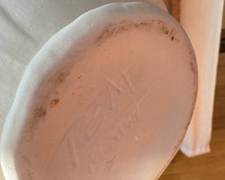 White Terracotta Pitcher Signed By Artist. Photo 2 of 2.