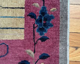 Antique Chinese Art Deco Rug. Measures 31" x 57". Photo 2 of 3.