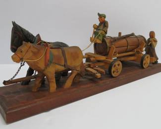 Folk art carved wagon