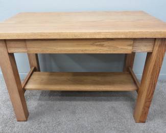 Oak library table with drawer
