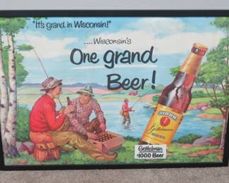 Rare Corrugated Gettelman beer sign, 50" x 34"