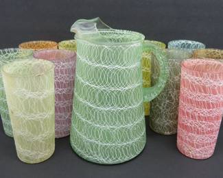 MCM Spaghetti string glasses and pitcher