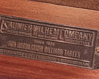Tobacco colored pool table by Saunier-Wilhem Co. (detail)...