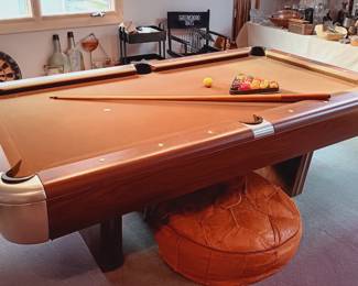 Tobacco colored pool table by Saunier-Wilhem Co....