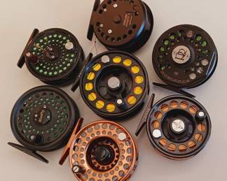 Selection of fly reels by Abel, Ross Reels, Rim Fly and Galvin...