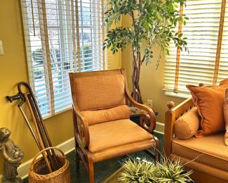 1 of 2 side chairs , walking sticks , artificial tree 