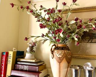 Books, vase made in Japan