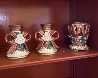 Fits and Floyd Christmas candlesticks and holders 