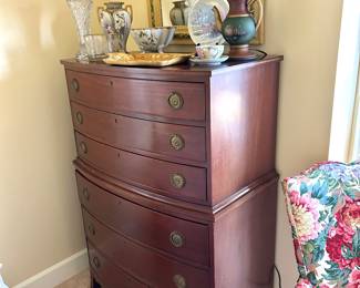 Mahogany tall boy chest 