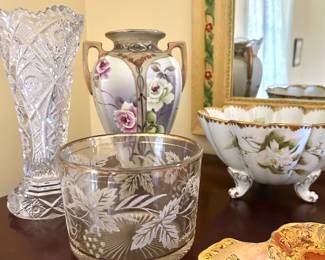 Glass vase, hand painted vase 