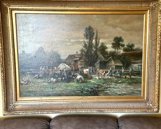 Gorgeous oil on canvas farm scene 