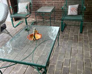Wrought iron chairs, tables 