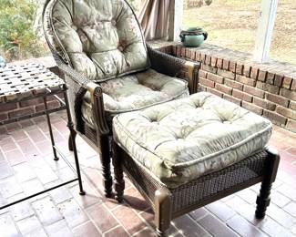 Lloyd Loom Flanders wicker chair with ottoman 