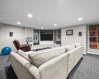 Very Cool Basement with Electronics, La Z Boy Sectional , La  Z Boy Recliner and More