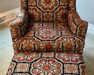 Cool Upholstered Wingback Chair with Matching Ottoman