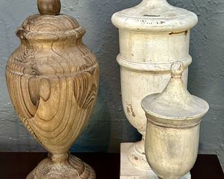 Urn Decor in Wood and Clay