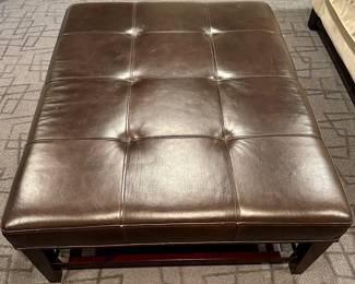 Leather Tufted Ottoman 