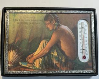 Vintage salesman sample 1930’s unused thermometer with variety of paper background choices