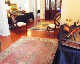 VINTAGE CHINESE CARVED WOOL AREA RUGS