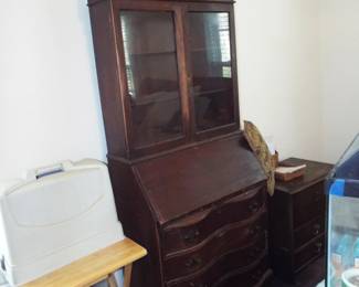 PART OF THE BARGAIN BEDROOM MAHOGANY ANTIQUE DROP DOWN DESK (NEEDS WORK)