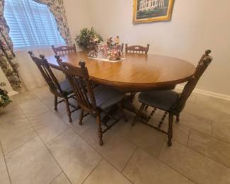 All wood dining table with 6 chairs 