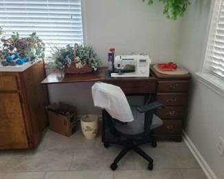 Sewing machine, cabinet and chair