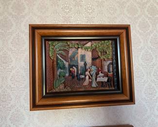 Woodgraph print of French Quarter scene