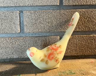 Fenton custard glass bird