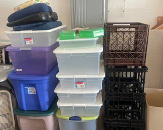 Lots of plastic crates and containers