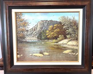 An early example of  Texas artist, Daniel Maldonado.  It is a Texas landscape oil on board painting
