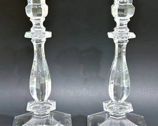Val St Lambert crystal candlestick holders 