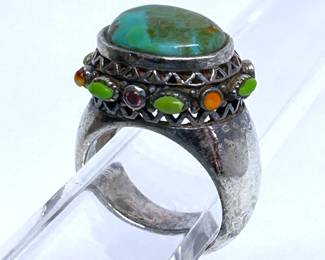 Turquoise and sterling silver ring