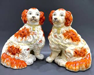 Staffordshire  King Charles Spaniel dog mantel figurines 