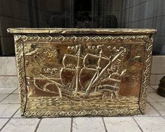 Brass Repousee Fireplace Box
