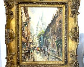 Vintage impressionist painting of Paris by L. Mannet 
