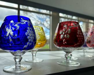 Bohemian cut to clear brandy snifters 