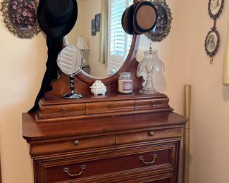 Lexington cherry mirror and dresser