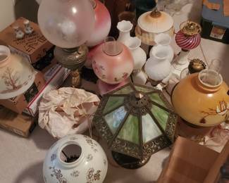 Several antique and vintage lamps