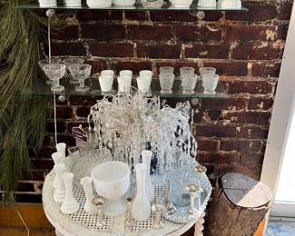 Milk, glass vases And candleholders