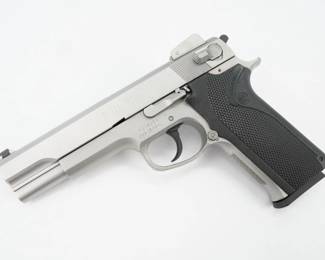 Condition: EXCELLENT The Smith & Wesson Model 4506 is a third-generation semi-automatic pistol from Smith & Wesson's 4500 series of handguns. The 4506 is chambered for the .45 ACP cartridge and, with the purchase of special springs, the stronger .45 Super. It is constructed almost entirely from stainless steel and is thus extremely resistant to harsh weather conditions. The 4506 is a traditional double-action/single-action pistol. The first shot is fired in double-action mode. Each subsequent shot is fired in single-action mode. It features one-piece Xenoy wrap-around grips with either a curved or straight back strap. The 4506 was produced from 1988 to 1999. This 4506-1 is in excellent condition and is sold with 1 magazine. 