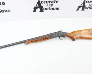 This New England Firearms SBI is chambered in 20 GA and features a 22 Inch barrel. THe bore Looks shiny and in good firing condition. This shotgun Has some Interesting etching in all of the wood which makes it a unique piece. This Shotgun is in Very good condition showing normal signs of use and wear.